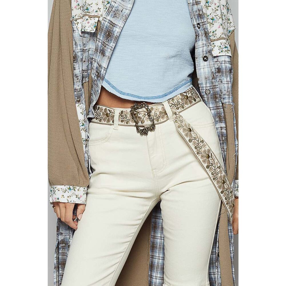 "Maeve" Belt Ivory in Green Florals